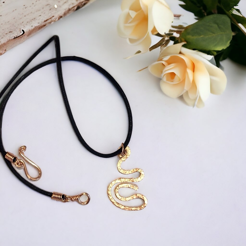 Orchid & Vine Hammered Copper Pendant Necklace Jewelry Handmade Artisan